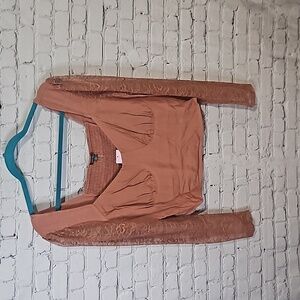 Lace sleeve corset style crop top